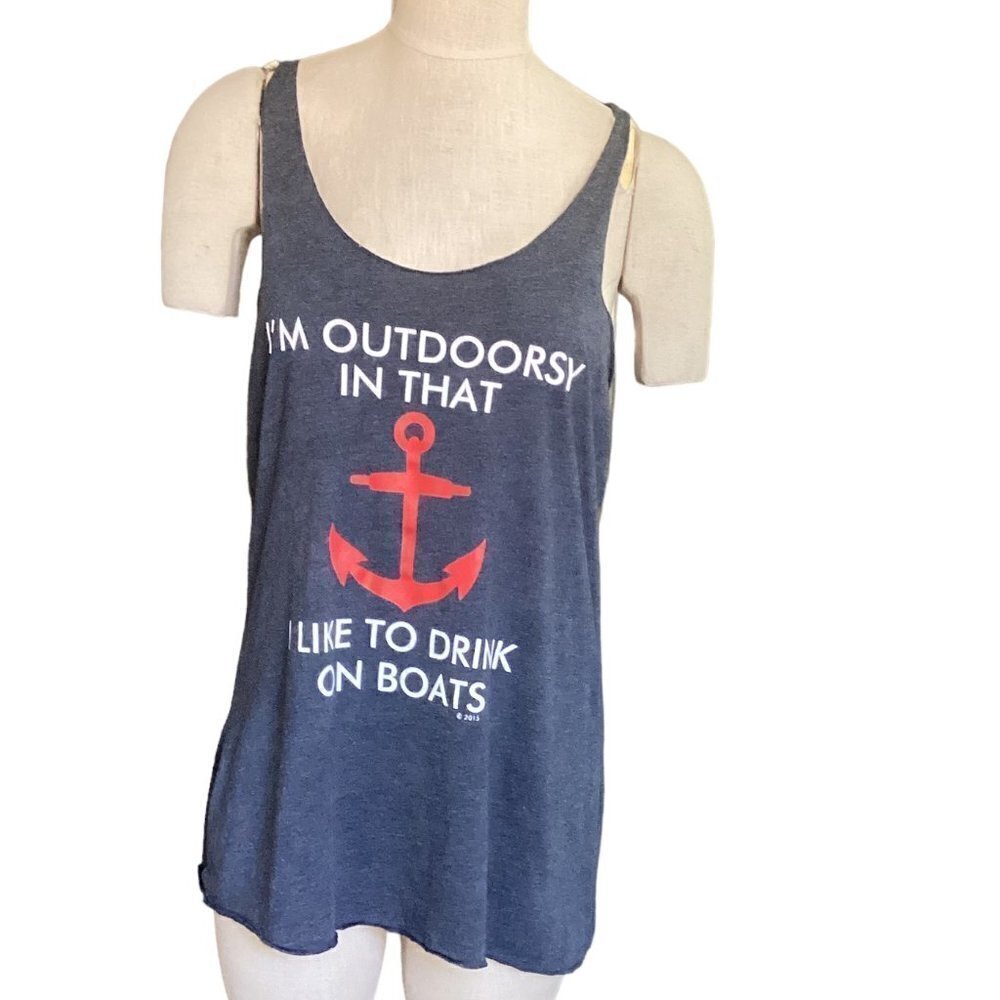 Next‎ Level Apparel Racerback Graphic Tank Top XL Navy Blue 152C